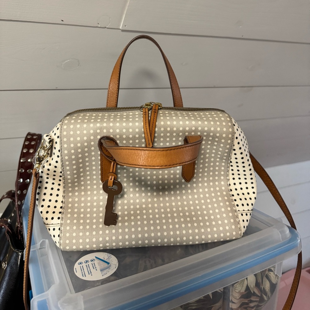 NEW Fossil Sydney Satchel Polka Dot Bag - Picture 4 of 13